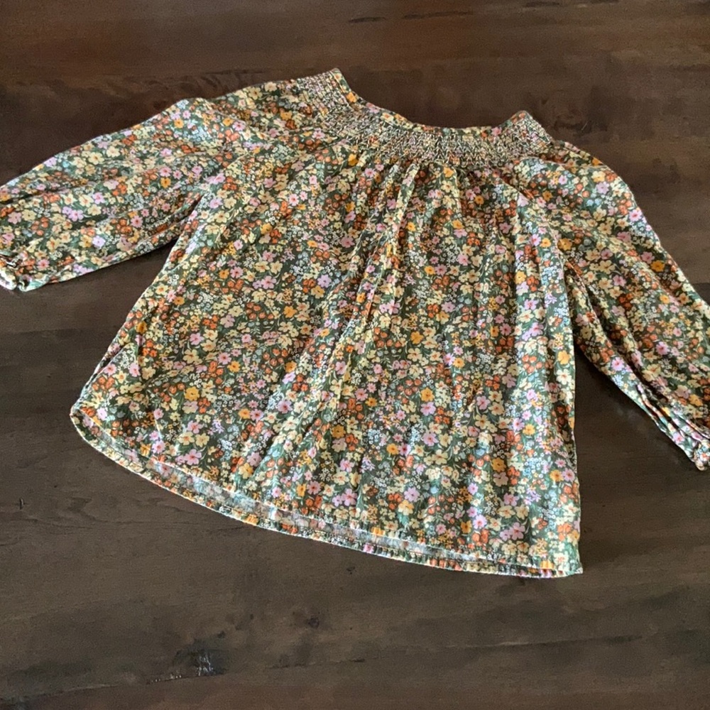 Girls three-quarter sleeve floral top